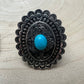 Western Concho and Faux Turquoise Stretch Ring - Statement Size