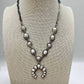 White Stone Faux Squash Blossom Necklace - 16 inch + 3