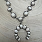 White Stone Faux Squash Blossom Necklace - 16 inch + 3