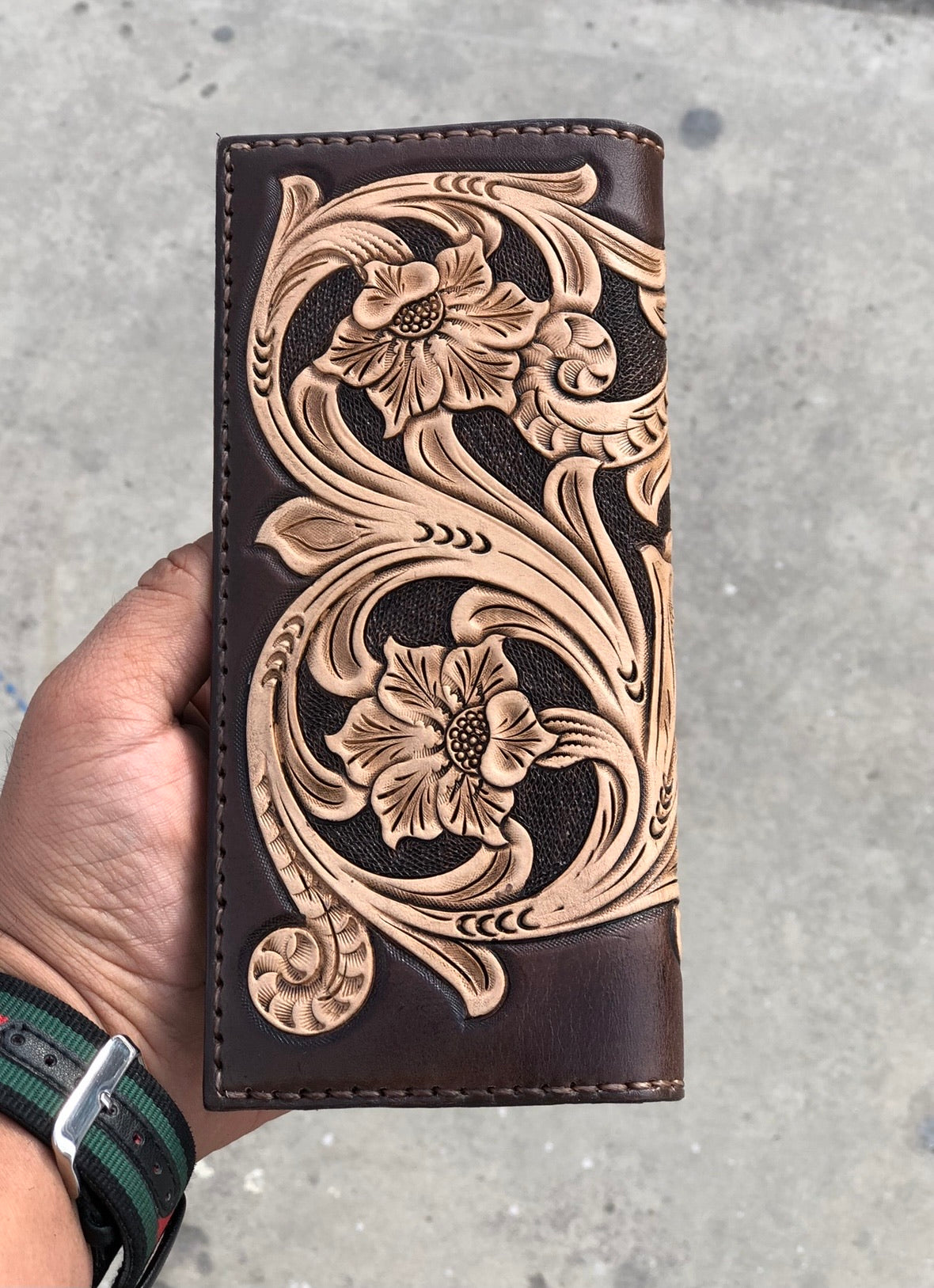 Cadd brown handtooled wallet