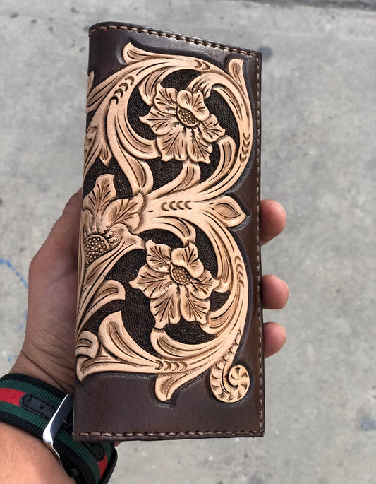 Cadd brown handtooled wallet